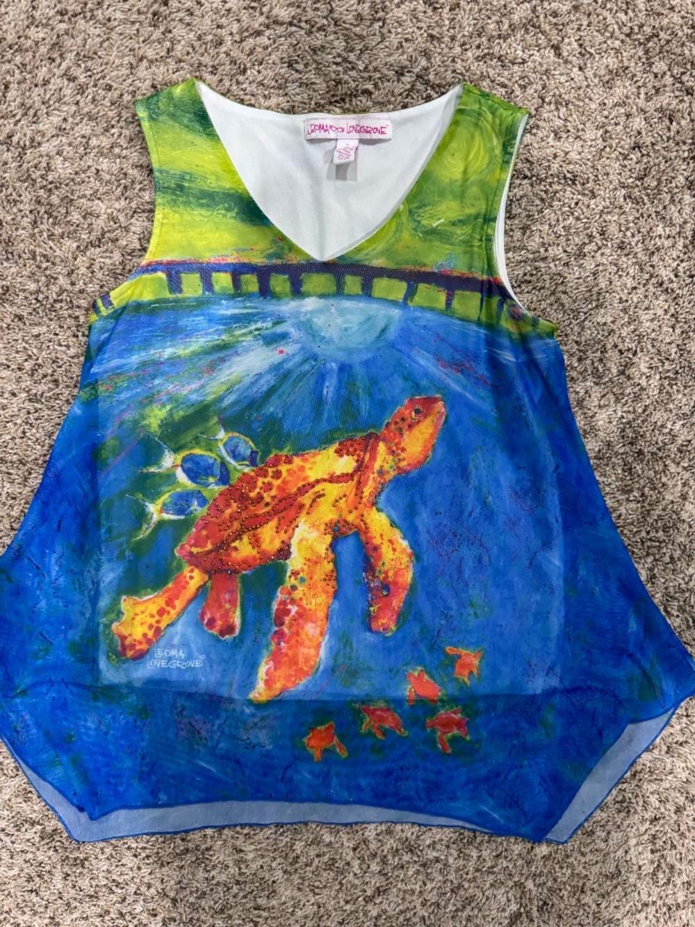 Leoma Lovegrove sleeveless Sea Turtle top size medium